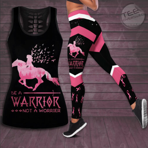 Be A Warrior Not A Worrier Breast Cancer Awareness 3D Hollow Tank Top Leggings