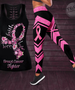 Butterfly Breast Cancer Awareness Hollow Tank Top Leggings