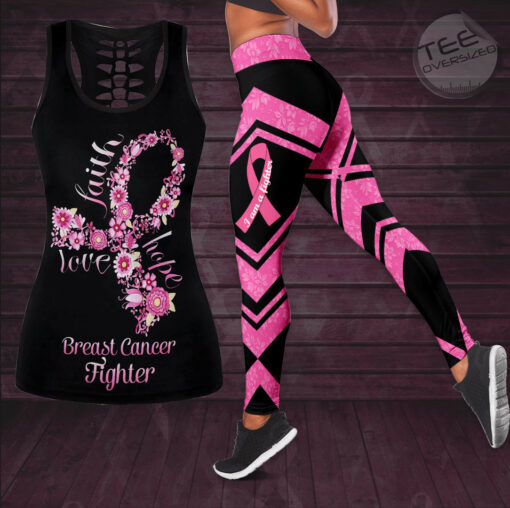 Butterfly Breast Cancer Awareness Hollow Tank Top Leggings