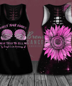 Check Your Boobs Mine Tried To Kill Me Breast Cancer Awareness 3D Hollow Tank Top Leggings 01