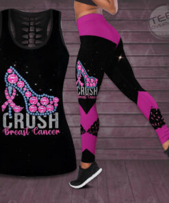 Crush Breast Cancer Awareness 3D Hollow Tank Top Leggings