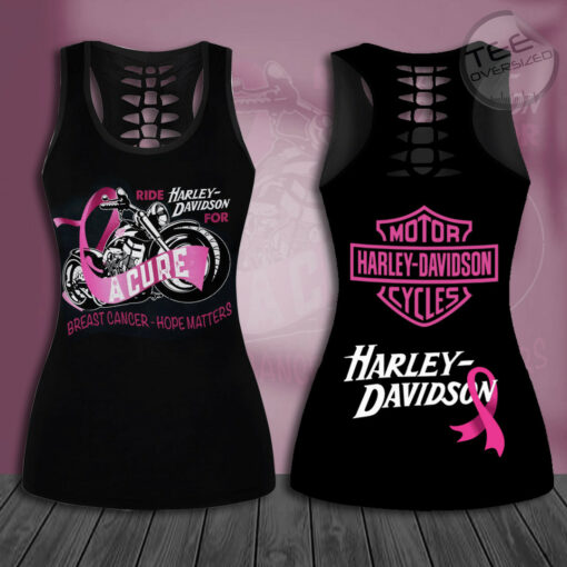 Harley Davidson Breast Cancer Awareness Hollow Tank Top Leggings 01