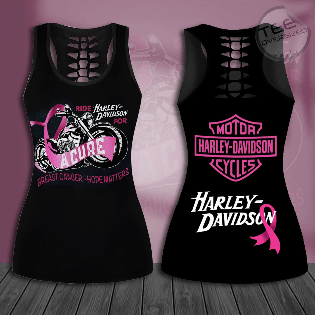 Harley Davidson & Breast Cancer Awareness Hollow Tank Top & Leggings ...