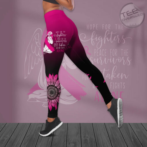 Hope For The Fighters Breast Cancer Awareness 3D Hollow Tank Top Leggings 01