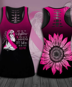 Hope For The Fighters Breast Cancer Awareness 3D Hollow Tank Top Leggings 02