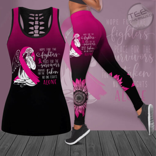 Hope For The Fighters Breast Cancer Awareness 3D Hollow Tank Top Leggings