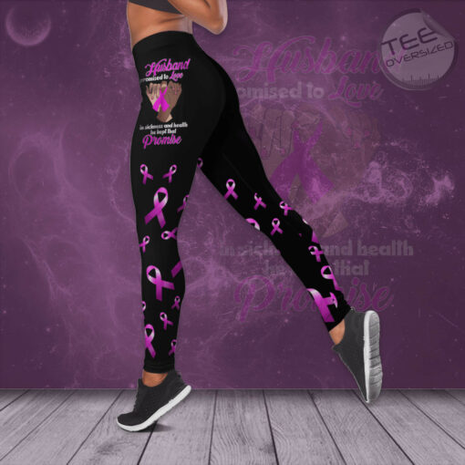 Husband Promised To Love In Sickness And Health He Kept That Promise Breast Cancer Awareness 3D Hollow Tank Top Leggings 01