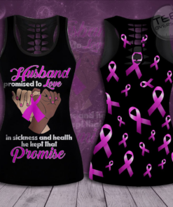 Husband Promised To Love In Sickness And Health He Kept That Promise Breast Cancer Awareness 3D Hollow Tank Top Leggings 02