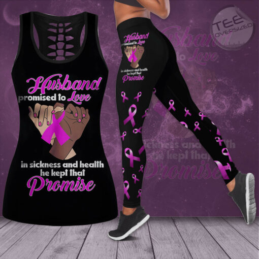 Husband Promised To Love In Sickness And Health He Kept That Promise Breast Cancer Awareness 3D Hollow Tank Top Leggings
