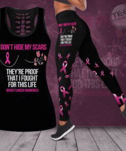 I DonT Hide My Scars Breast Cancer Awareness 3D Hollow Tank Top Leggings