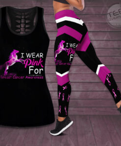 I Wear Pink For Breast Cancer Awareness 3D Hollow Tank Top Leggings