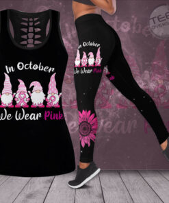 In October We Wear Pink Breast Cancer Awareness 3D Hollow Tank Top Leggings