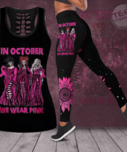 In October We Wear Pink Breast Cancer Awareness 3D Hollow Tank Top Leggings BCAS036