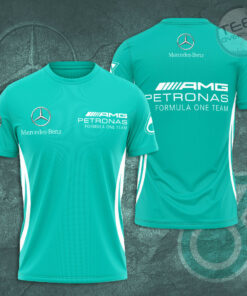 Mercedes AMG Petronas F1 2022 Team 3D T Shirt Green