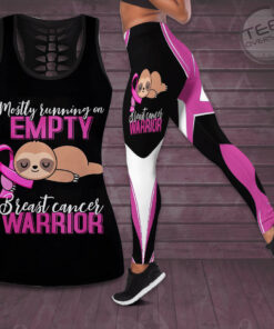 Mostly Running On Empty Breast Cancer Warrior Breast Cancer Awareness 3D Hollow Tank Top Leggings