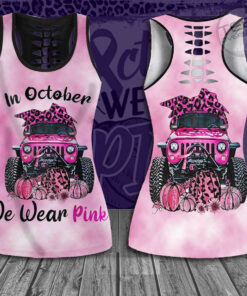 We Wear Pink Breast Cancer Awareness 3D Hollow Tank Top Leggings 01