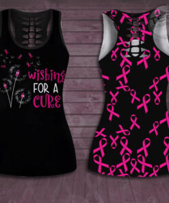 Wishing For A Cure Breast Cancer Awareness 3D Hollow Tank Top Leggings 01