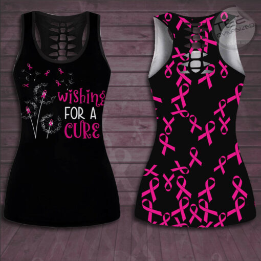 Wishing For A Cure Breast Cancer Awareness 3D Hollow Tank Top Leggings 01