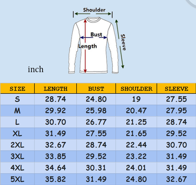 Sweatshirt size chart