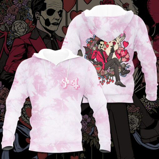 Ghost Band White Pink Hoodie OVS1223A