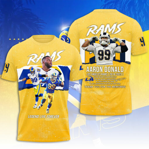 Aaron Donald X Los Angeles Rams Yellow T shirt OVS0424ZO