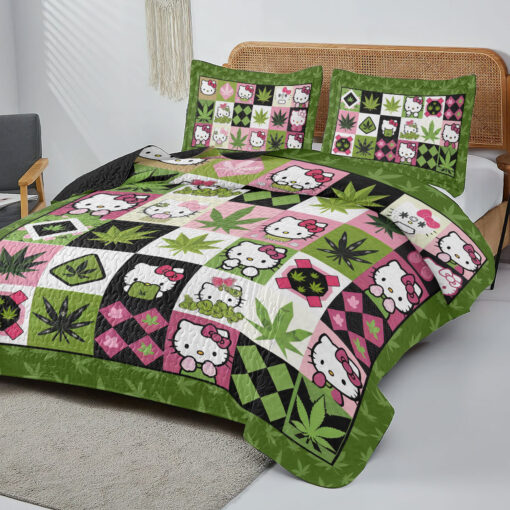 Hello Kitty x Weed Quilt bedding set duvet cover pillow shams OVS1024SB