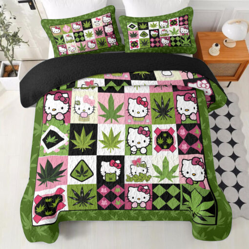 Hello Kitty x Weed Quilt bedding set duvet cover pillow shams OVS1024SB