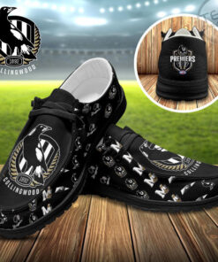 AFL Premiers Collingwood FC Dudes Shoes Loafer Shoes Black
