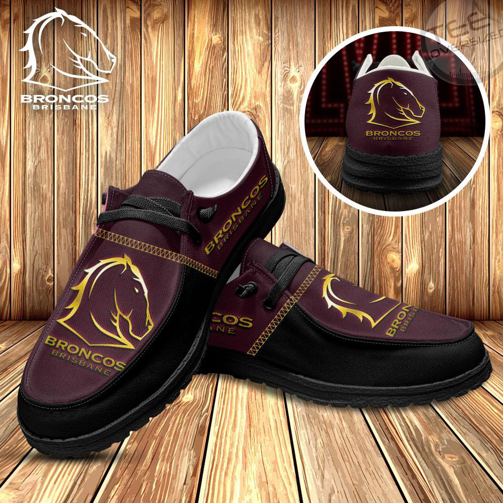 Brisbane Broncos Dudes Shoes Loafer Shoes Black