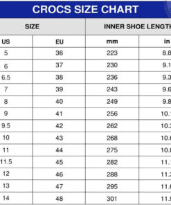 Crocs size chart