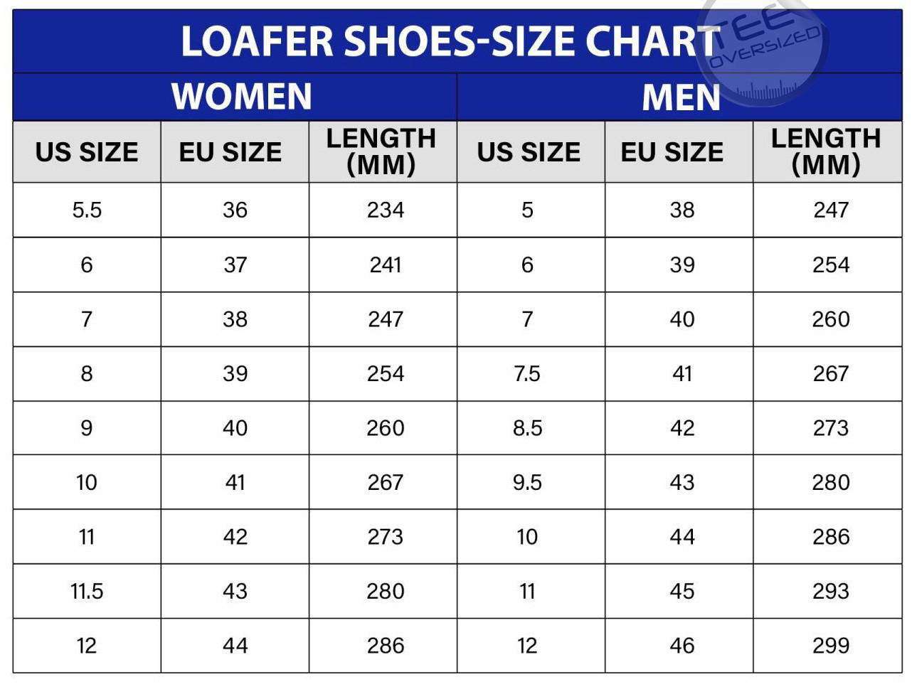 Dudes Shoes Loafer Shoes Sizechart