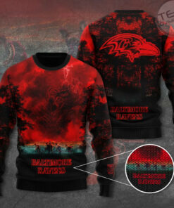Baltimore Ravens x Stranger Things Ugly Sweater