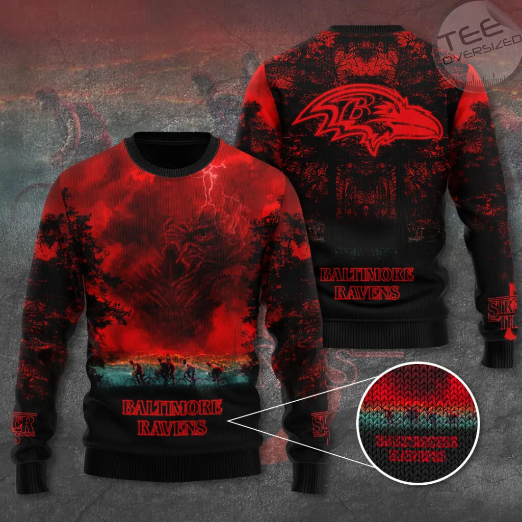 Baltimore Ravens x Stranger Things Ugly Sweater