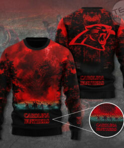 Carolina Panthers x Stranger Things Ugly Sweater