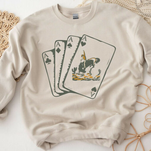 4 Ace Cards Oversized Sweatshirt Sand 01