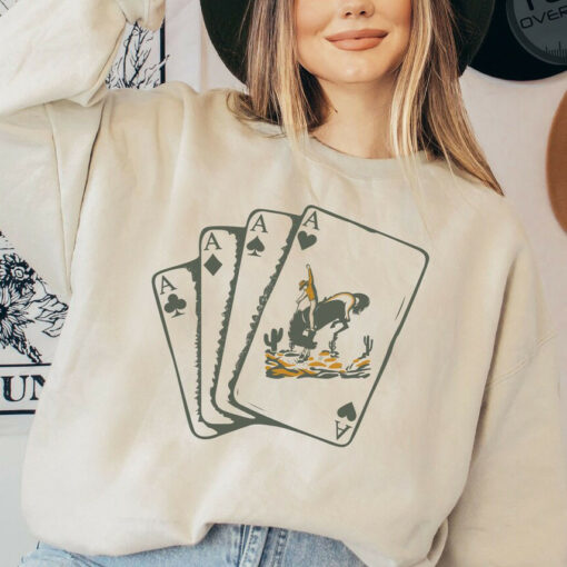 4 Ace Cards Oversized Sweatshirt Sand 02