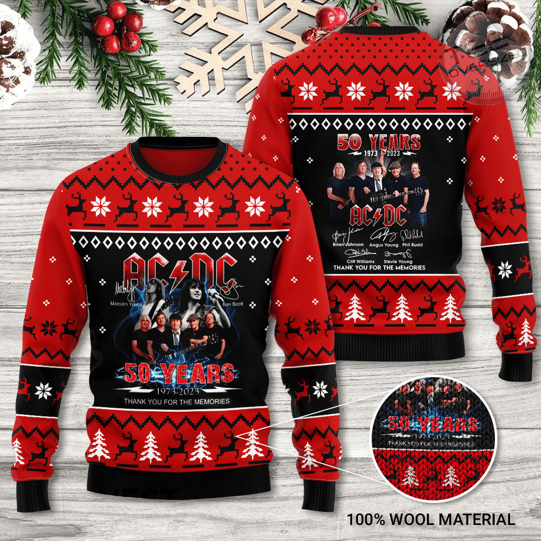 AC/DC 50 Years Ugly Sweater 3D - OversizedTee.com