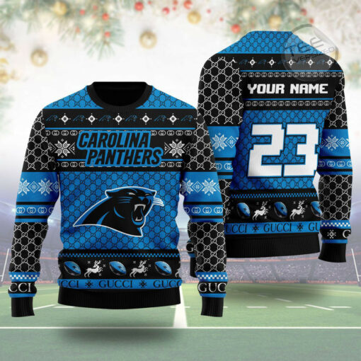 Carolina Panthers Gucci Ugly Christmas 3D Sweater