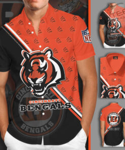 Cincinnati Bengals 3D Short Sleeve Dress Shirt 02
