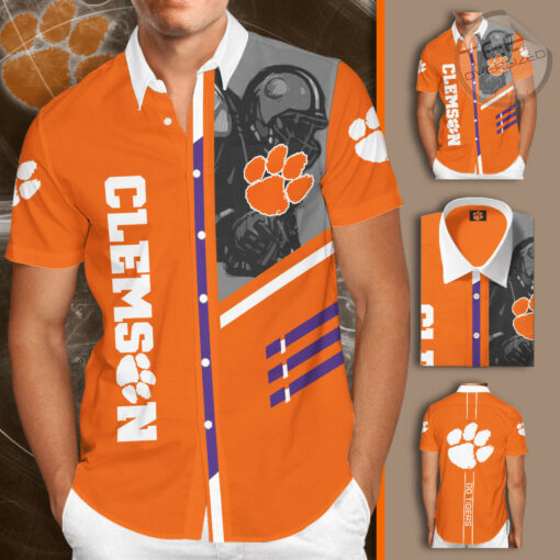 Clemson Tigers 3D Short Sleeve Dress Shirt 01