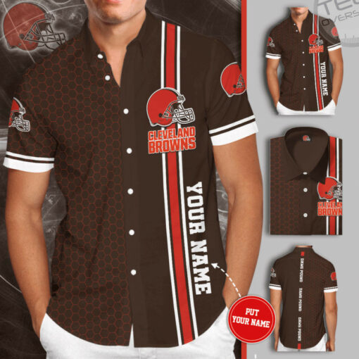 Cleveland Browns 3D Short Sleeve Dress Shirt 01