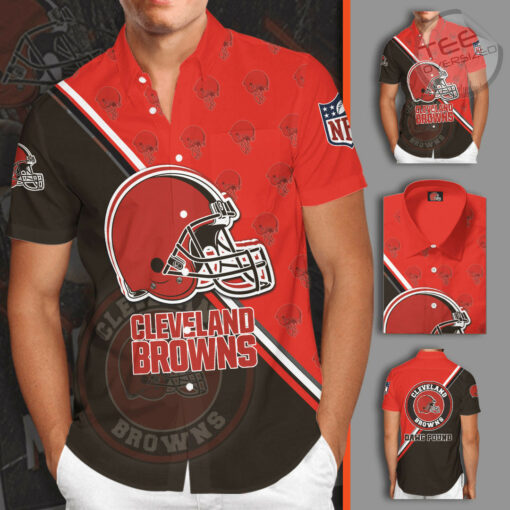 Cleveland Browns 3D Short Sleeve Dress Shirt 04