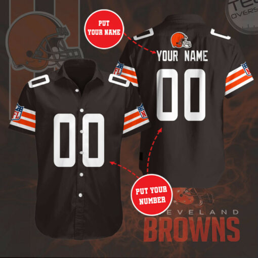Cleveland Browns 3D Short Sleeve Dress Shirt 05