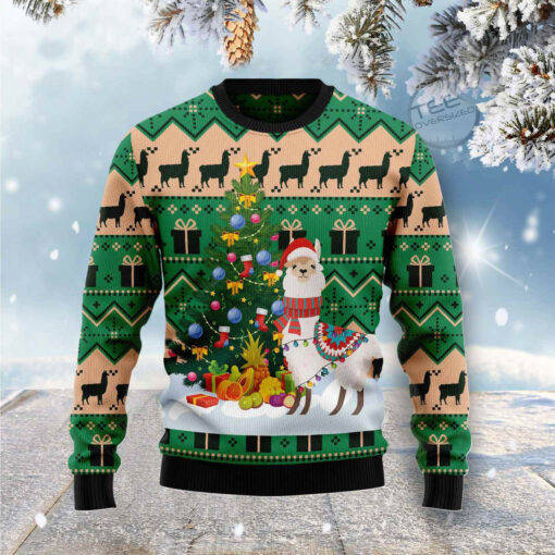 Cute Christmas Tree Llama Ugly Christmas 3D Sweater