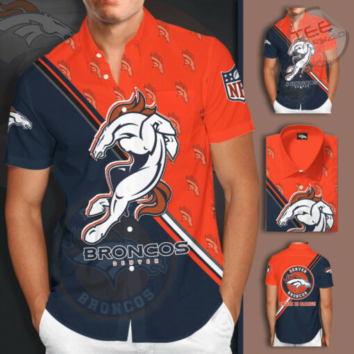 Denver Broncos 3D Short Sleeve Dress Shirt 01
