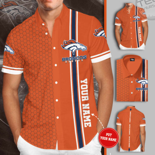 Denver Broncos 3D Short Sleeve Dress Shirt 02