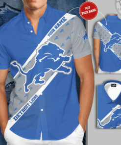 Detroit Lions 3D Short Sleeve Dress Shirt 03