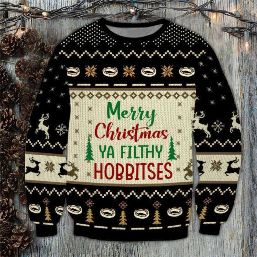 Funny Christmas Merry Ya Filthy Hobbies Ugly Christmas 3D Sweater