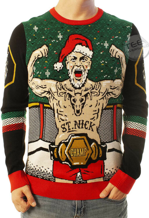 Funny Santa Mma Santa Black Ugly Christmas 3D Sweater