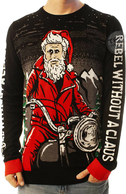 Funny Santa Rebel Black Ugly Christmas 3D Sweater